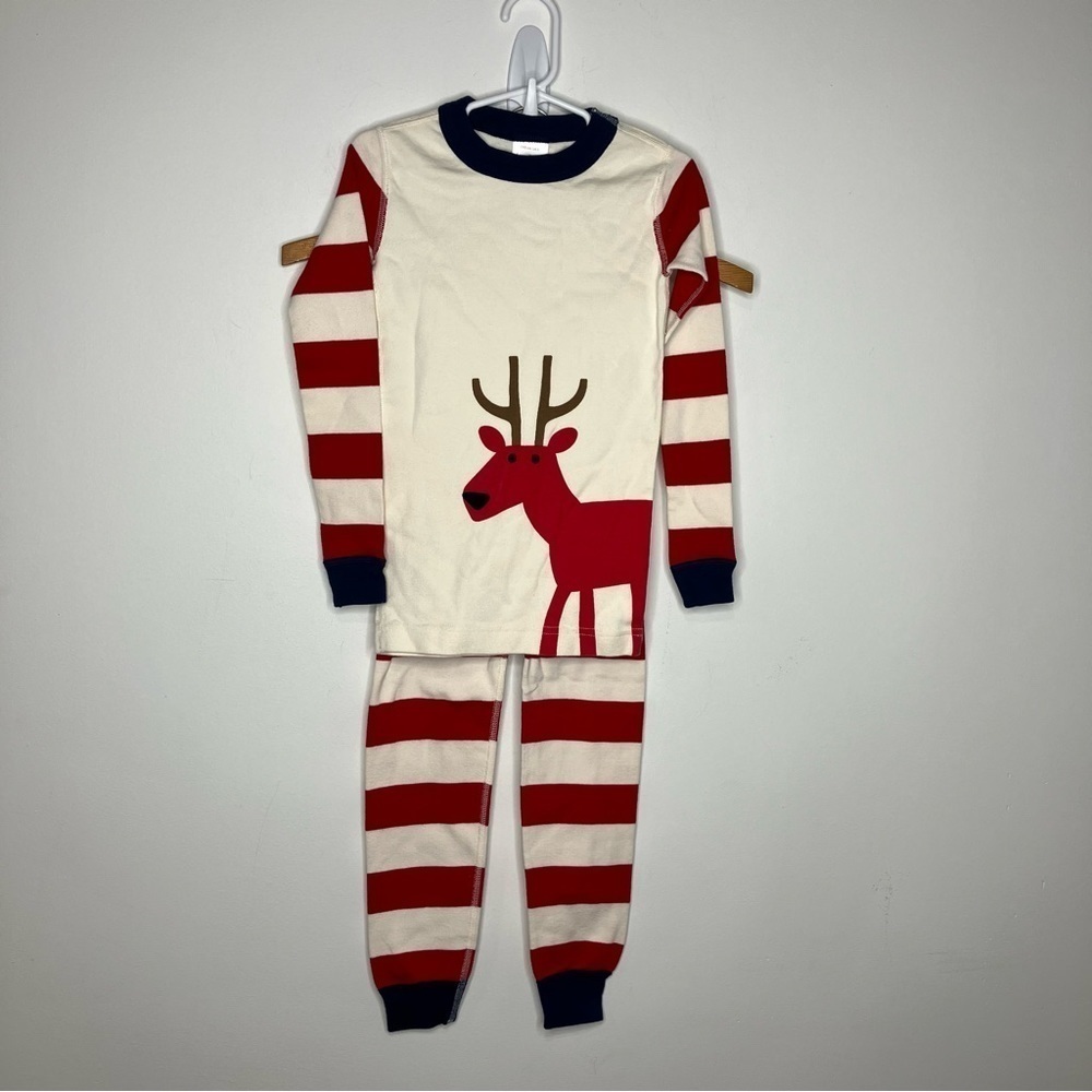 Hanna Andersson reindeer striped pajamas size 5